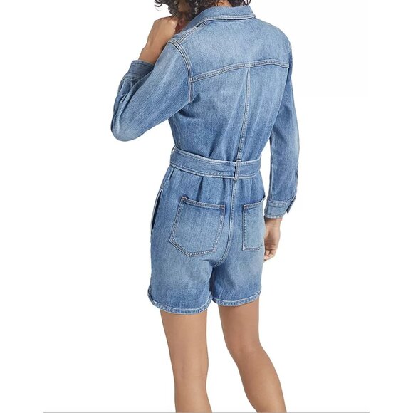 Current/Elliott The Ater Denim Romper w/Tie + Pockets Size 3 = Large MSRP$278.00 - Picture 3 of 13